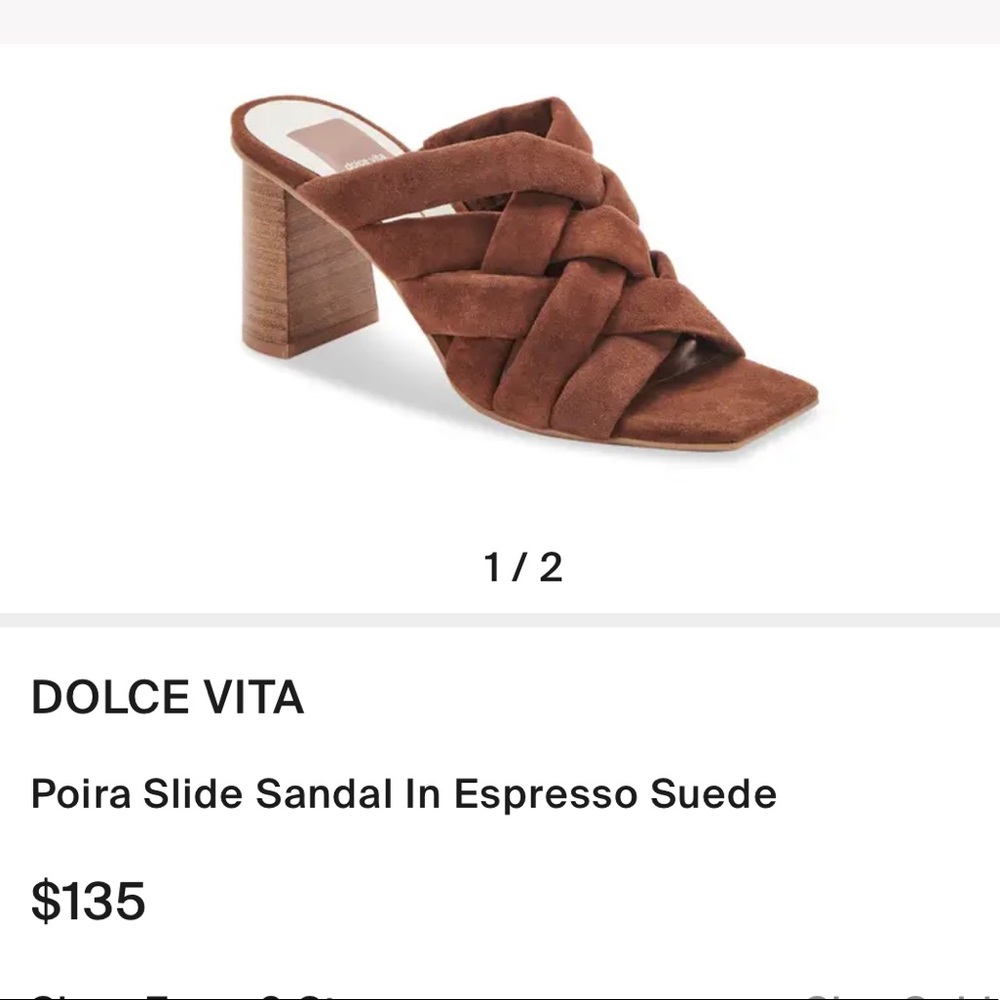 Dolce Vita Poira Sandal Heels in Espresso Suede square toe 7.5 - Picture 10 of 10